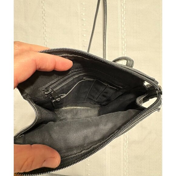 Vintage Fossil Black Leather Small Crossbody Bag Purse Supple Luxury Classic - Picture 11 of 13